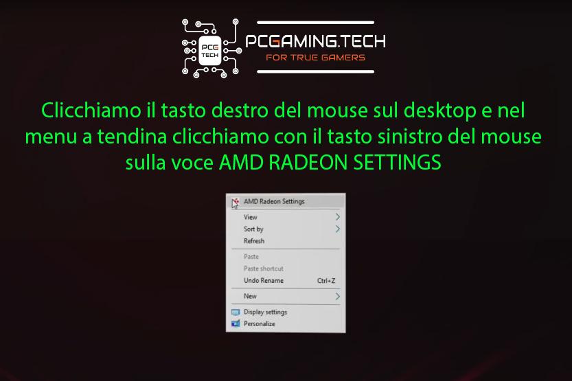 Apertura menu AMD RADEON da desktop