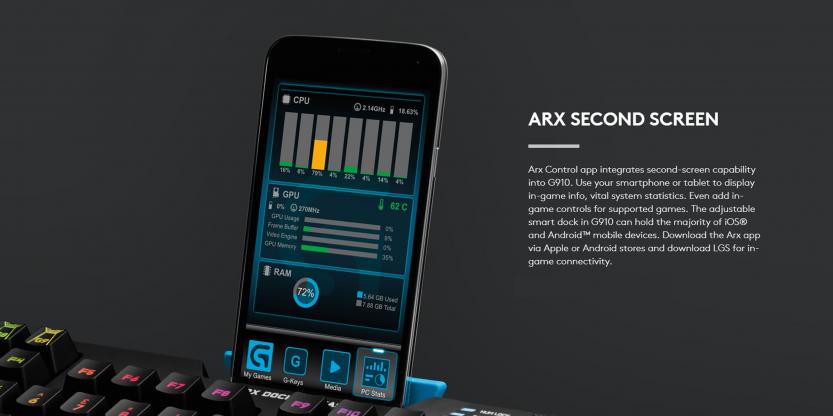 Logitech G902 Gaming Keyboard ARX Second Screen in action