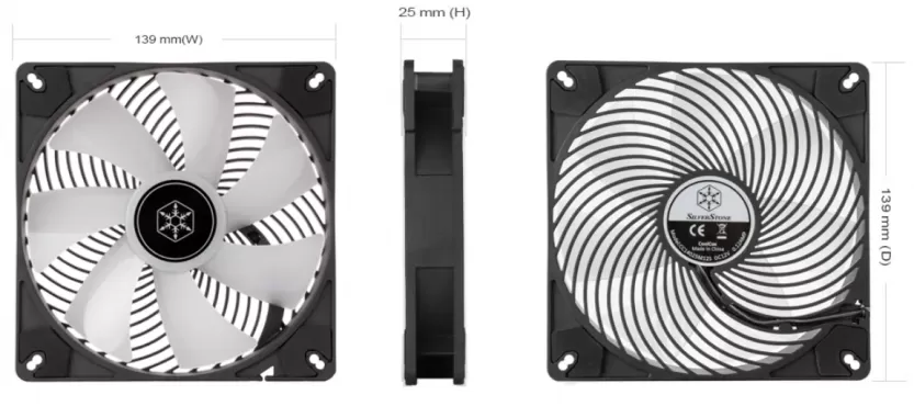 silverstone airpenetrator 140i argb dimensions