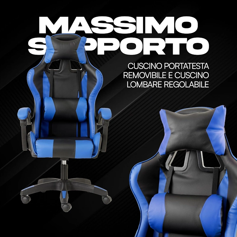 Sedia Da Gaming Massaggiante Sedia Gaming Con Poggiapiedi & Poggiatesta &  Cuscin