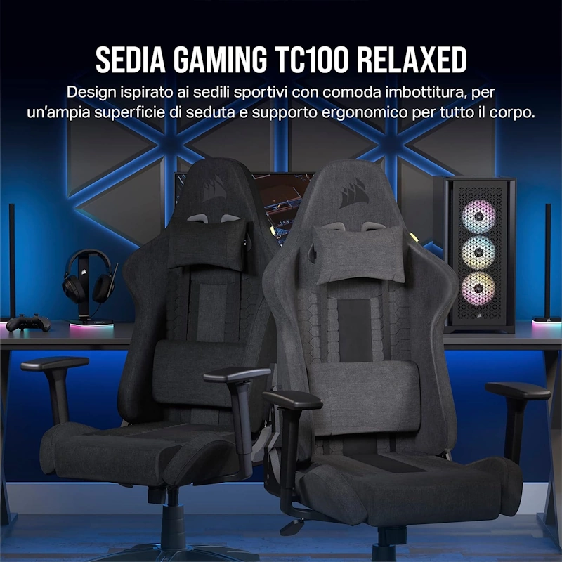 Dowinx Sedia Gaming da Ufficio con Supporto Massaggio Lombare, Tessuto  Traspirante, Schienale Regolabile, Girevole con Poggiapiedi Blu