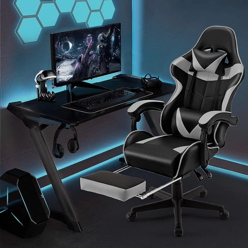 Sedia Da Gaming Massaggiante Sedia Gaming Con Poggiapiedi & Poggiatesta &  Cuscin