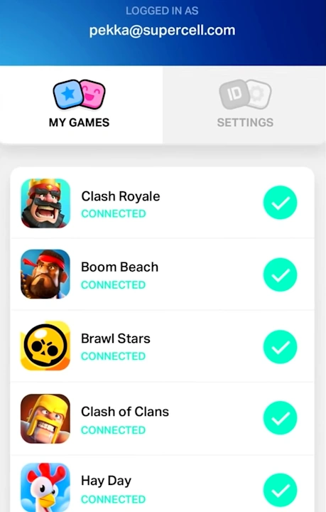 supercell id account games
