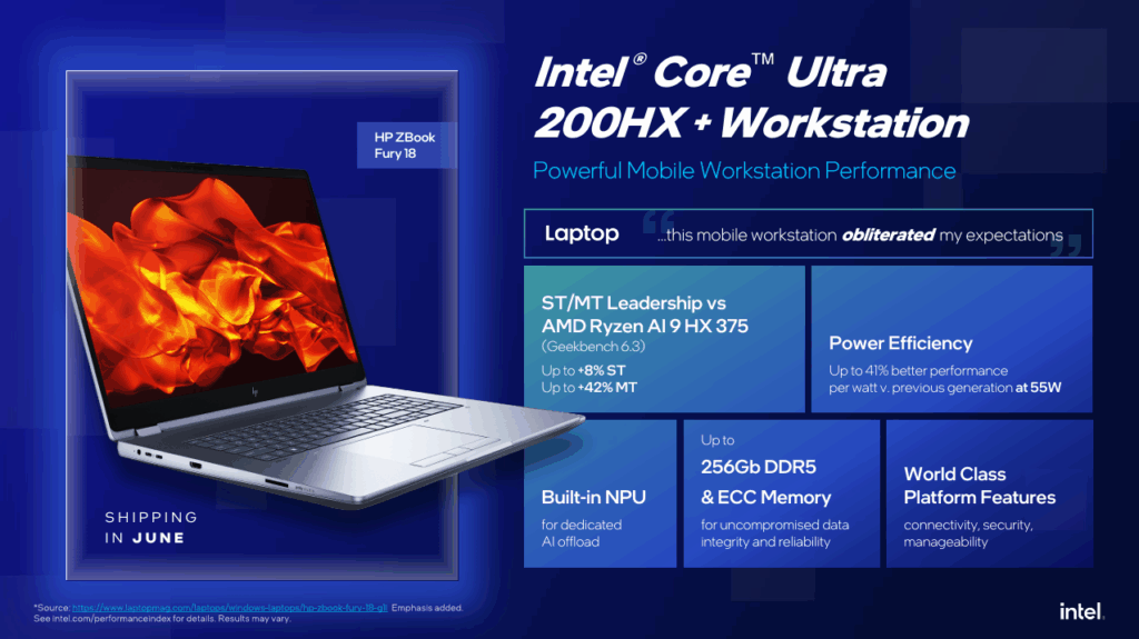 intel entry-level Core Ultra 200 per workstation, desktop e laptop